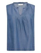 Crmolly Sleeveless Blouse Tops Blouses Sleeveless Blue Cream