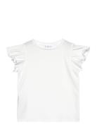 Short-Sleeved Ruffle T-Shirt Tops T-shirts Short-sleeved White Mango