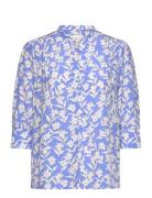 Rel Floral Print Ss Blouse Tops Blouses Long-sleeved Blue GANT