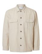 Slh-Leroy Linen Blend Overshirt Ls Noos Tops Overshirts Beige Selected...