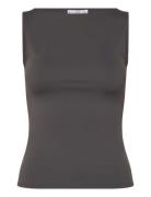 Boat Neck Strapless Top Tops T-shirts & Tops Sleeveless Grey Mango