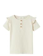 Nmffleura Ss Slim Top Lil Tops T-shirts Short-sleeved Beige Lil'Atelie...