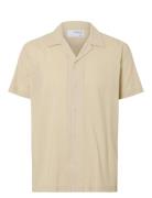 Slhreg-Air Shirt Ss Mix Tops Shirts Short-sleeved Beige Selected Homme