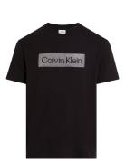Textured Embroidery T-Shirt Tops T-shirts Short-sleeved Black Calvin K...