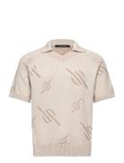 Monogram Polo Knit Tops Polos Short-sleeved Beige Daily Paper