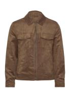 Suede-Effect Jacket With Zip Ohut Takki Kuoritakki Brown Mango