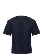 Crochet T-Shirt Tops T-shirts Short-sleeved Navy Daily Paper