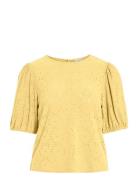 Vikally O-Neck 2/4 Top - Noos Tops Blouses Short-sleeved Yellow Vila