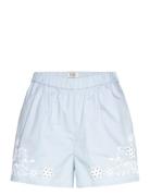 Placed Broderie High-Rise Shorts Bottoms Shorts Casual Shorts Blue Sco...