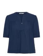 Printed Short Sleeve Top Tops Blouses Short-sleeved Navy Scotch & Soda