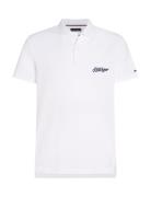Script Graphic Reg Polo Tops Polos Short-sleeved White Tommy Hilfiger