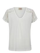 Mmdayo V-Neck Tee Tops T-shirts & Tops Short-sleeved White MOS MOSH