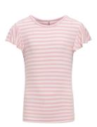 Kogbelia S/S O-Neck Stripe Top Jrs Tops T-shirts Short-sleeved Pink Ki...