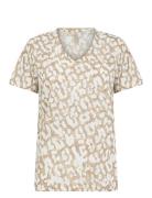 Sc-Aretha Tops T-shirts & Tops Short-sleeved Beige Soyaconcept