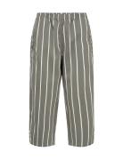 Sc-Akila Stripe Bottoms Trousers Straight Leg Khaki Green Soyaconcept
