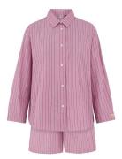 Stripel Shirt+Shorts Pyjama Pink Becksöndergaard