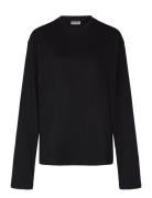 Long-Sleeved Boxy Cotton T-Shirt Tops T-shirts & Tops Long-sleeved Bla...