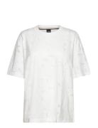 Easie_Burnout Tops T-shirts & Tops Short-sleeved White BOSS