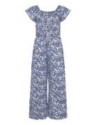 Long Printed Jumpsuit Jumpsuit Haalari Navy Mango