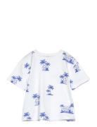 Palm Print T-Shirt Tops T-shirts Short-sleeved White Mango