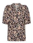 Fqadney-Shirt Tops Blouses Short-sleeved Brown FREE/QUENT
