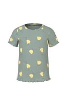 Nmfvemma Aop Ss Slim Top Tops T-shirts Short-sleeved Grey Name It