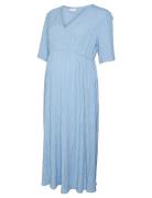 Mlrosana 2/4 Wo Midi Dress Polvipituinen Mekko Blue Mamalicious