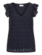 Viamalina V-Neck C/S Top/Pb Tops Blouses Sleeveless Navy Vila