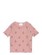 Tnstoona S_S Rib Tee Tops T-shirts Short-sleeved Pink The New
