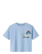 Nkfaceri Stitch Ss Rlx Top Box Wdi Tops T-shirts Short-sleeved Blue Na...