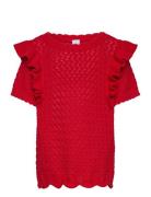 Top Knitted With Flounce Tops T-shirts Short-sleeved Red Lindex
