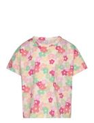 Top Ss Cropped Flower Print Tops T-shirts Short-sleeved Multi/patterne...