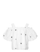 Cotton Blouse With Embroidered Details Tops Blouses & Tunics White Man...