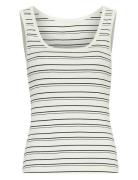 Mschgubbi Rasmia Sl Top Stp Tops T-shirts & Tops Sleeveless White MSCH...