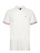 Tjm Slim Flag Cuff Polo Ext Tops Polos Short-sleeved White Tommy Jeans