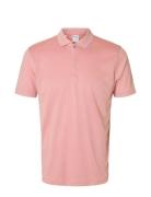 Slhfave Zip Ss Polo Noos Tops Polos Short-sleeved Pink Selected Homme