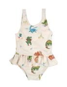 Eva – Badedragt 1-2 År – Dino Beach Uimapuku Uima-asut Cream Filibabba