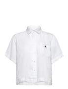 Linen Short-Sleeve Shirt Tops Shirts Short-sleeved White Polo Ralph La...