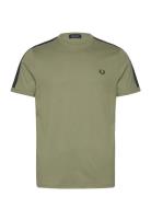 Contrast Tape Ringer Tee Tops T-shirts Short-sleeved Khaki Green Fred ...