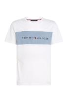 Ss T-Shirt Block Logo Tops T-shirts Short-sleeved White Tommy Hilfiger