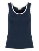 Kacarna Contrast Top Tops T-shirts & Tops Sleeveless Navy Kaffe