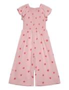 Jumpsuit Ss Smock Aop Jumpsuit Haalari Pink Lindex