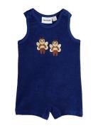 Bees Emb Terry Summersuit Baby Jumpsuit Haalari Blue Mini Rodini