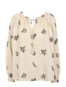 Vigga Beach Shirt Tops Blouses Long-sleeved Beige Missya
