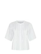 Mschethelyn 2/4 Shirt Tops Blouses Short-sleeved White MSCH Copenhagen