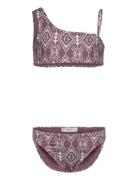 Bikini With Ethnic Print Bikinit Burgundy Mango