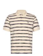 Striped Polo Tops Polos Short-sleeved Cream GANT