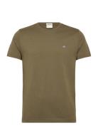 Slim Shield Ss T-Shirt Tops T-shirts Short-sleeved Khaki Green GANT