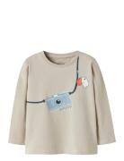 Nmmvux Ls Top Tops T-shirts Long-sleeved T-shirts Beige Name It