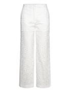 Straight-Fit Embroidered Cotton Trousers Bottoms Trousers Straight Leg...